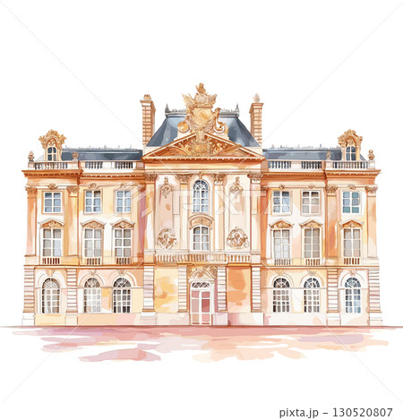 Palace of Versailles. Palace of Versailles watercolor vector illustration 130520807