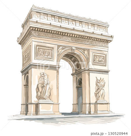 Arc de Triomphe. Arc de Triomphe watercolor vector illustration Arc de Triomphe. Arc de Triomphe watercolor vector illustration 130520944