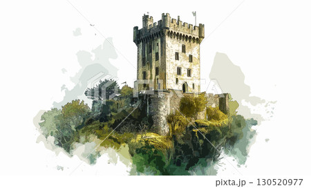 Blarney Castle. Blarney Castle watercolor vector illustration 130520977