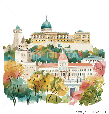 Buda Castle. Buda Castle watercolor vector illustration 130521001