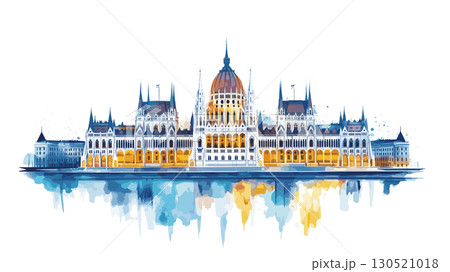 Parliament Building in Budapest. Parliament Building in Budapest watercolor vector illustration Parliament Building in Budapest. Parliament Building in Budapest watercolor vector illustration 130521018