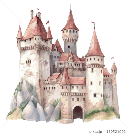 Corvin Castle. Corvin Castle watercolor vector illustration 130521092