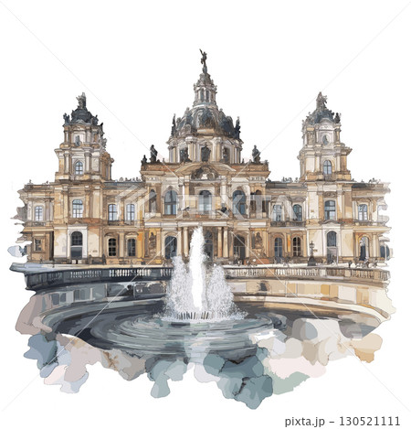 Dresden Zwinger. Dresden Zwinger watercolor vector illustration 130521111