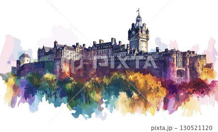 Edinburgh Castle. Edinburgh Castle watercolor vector illustration Edinburgh Castle. Edinburgh Castle watercolor vector illustration 130521120