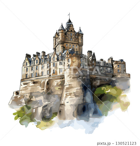 Edinburgh Castle. Edinburgh Castle watercolor vector illustration Edinburgh Castle. Edinburgh Castle watercolor vector illustration 130521123