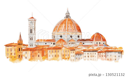 Florence Cathedral. Florence Cathedral watercolor vector illustration 130521132