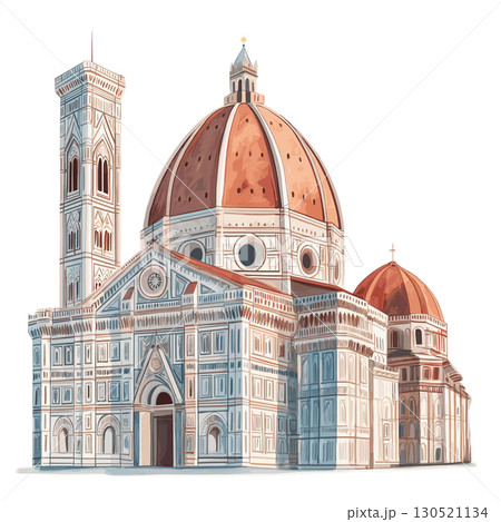 Florence Cathedral. Florence Cathedral watercolor vector illustration 130521134