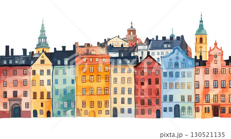 Gamla Stan. Gamla Stan watercolor vector illustration 130521135