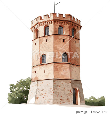 Gediminas Tower. Gediminas Tower watercolor vector illustration 130521140