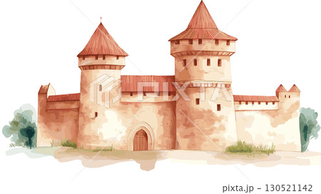 Gediminas Tower. Gediminas Tower watercolor vector illustration 130521142