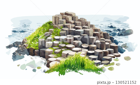 Giants Causeway. Giants Causeway watercolor vector illustration 130521152
