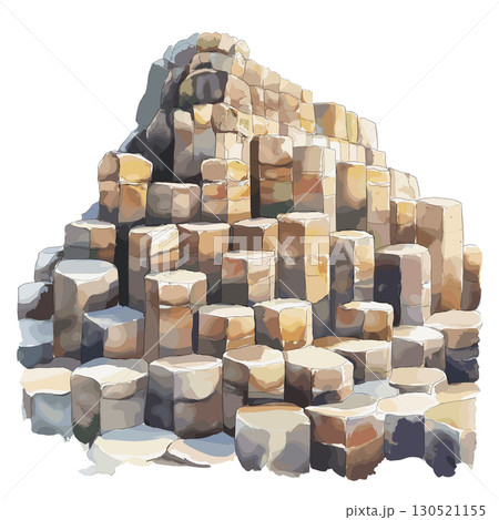 Giants Causeway. Giants Causeway watercolor vector illustration 130521155