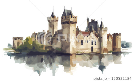 Gravensteen Castle. Gravensteen Castle watercolor vector illustration Gravensteen Castle. Gravensteen Castle watercolor vector illustration 130521184