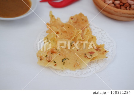 Crispy Peanut Rempeyek with Chili and Peanut Sauce Crispy Peanut Rempeyek with Chili and Peanut Sauce 130521284