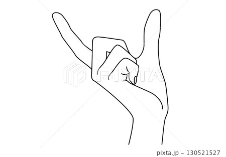 親指と人差し指で何かを持っている手のシンプルな線画ベクターイラスト 130521527