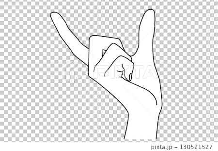 親指と人差し指で何かを持っている手のシンプルな線画ベクターイラスト 130521527