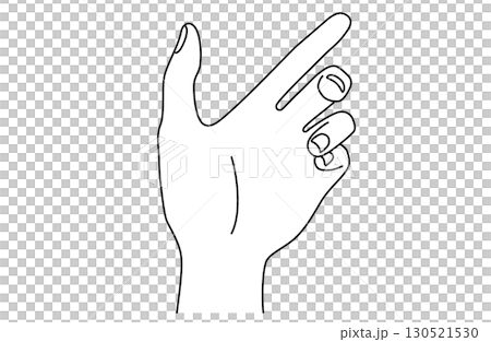 Simple line drawing vector illustration of one hand holding something face up 130521530