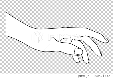 Simple line drawing vector illustration of one hand outstretched downwards 130521532
