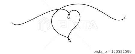 Heart one line art. Continuous linear love shape, wedding lineart icon, minimalist valentine day 130521599