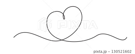 Heart one line art. Continuous linear love shape, wedding lineart icon, minimalist valentine day 130521602