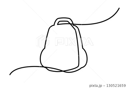 One line backpack icon. School bag continuous thin line symbol, minimalist rucksack drawing 130521659
