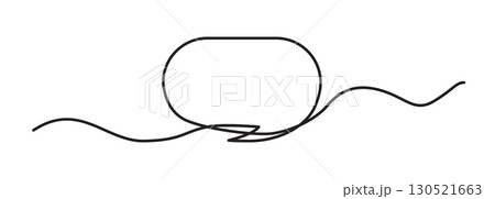 Continuous thin line bubble speech vector icon. Minimalist chat symbol drawing, one line art 130521663