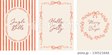 Merry Christmas hand drawn greeting cards, banners, prints. La dolce vita style illustrations with 130521688