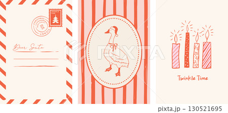 Merry Christmas hand drawn greeting cards, banners, prints. La dolce vita style illustrations with 130521695