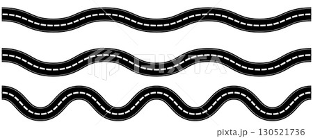 Curve road icon, highway winding line. Curve roadway illustration top view, road way Curve road icon, highway winding line. Curve roadway illustration top view, road way 130521736