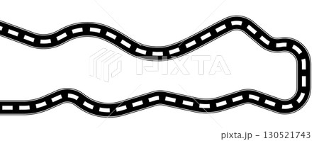 Curve road icon, highway winding line. Curve roadway illustration top view, road way 130521743