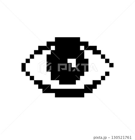 Pixel art eye icon, 8 bit retro style human eyeball, simple computing see symbol 130521761