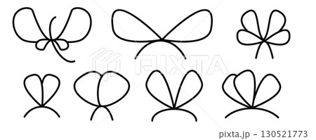 Gift bow ribbon line illustration. Present box simple outline icon, birthday minimal line bow Gift bow ribbon line illustration. Present box simple outline icon, birthday minimal line bow 130521773