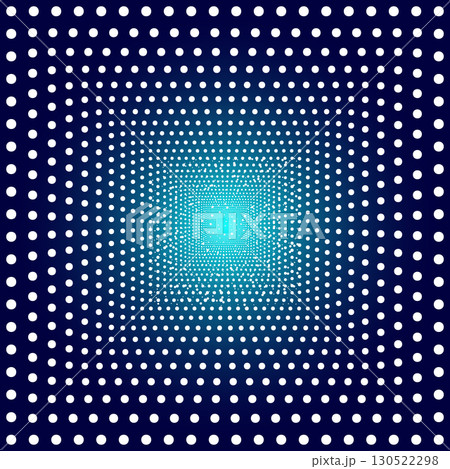 Swirl dot space abstract background. Square and spiral light dots pattern, halftone energy tunnel 130522298