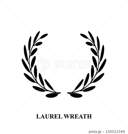 Laurel wreath icon, award symbol with leaf and branch in a circle 130522349