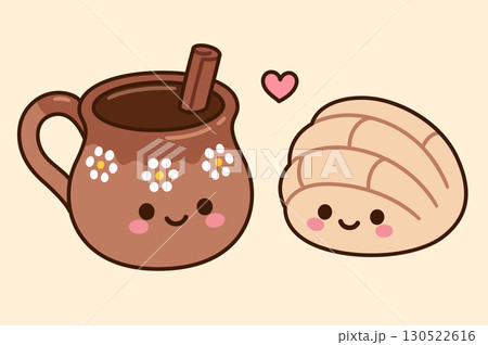Kawaii Mexican Cafe de Olla coffee and Concha sweet bread Kawaii Mexican Cafe de Olla coffee and Concha sweet bread 130522616