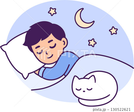 Sleeping boy with cat Sleeping boy with cat 130522621