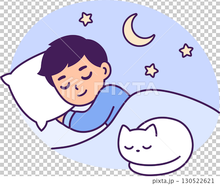 Sleeping boy with cat Sleeping boy with cat 130522621