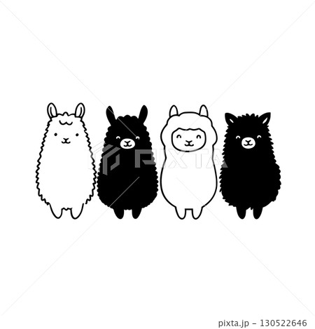 alpaca. alpaca simple black and white line art vector logo 130522646
