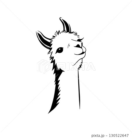 alpaca. alpaca simple black and white line art vector logo 130522647