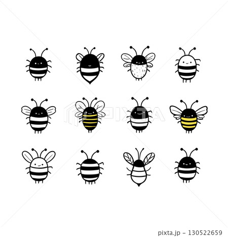 bees. bees simple black and white line art vector logo 130522659