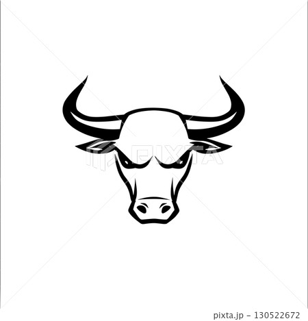 bull. bull simple black and white line art...のイラスト素材 [130522672] - PIXTA