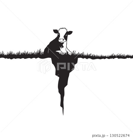 calve. calve simple black and white line art vector logo 130522674
