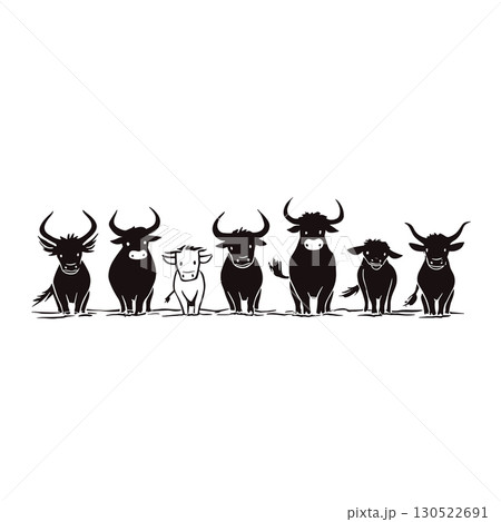 cattle. cattle simple black and white line art vector logo 130522691