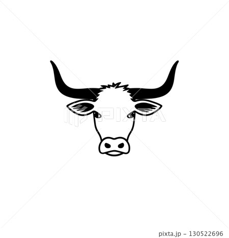 cattle. cattle simple black and white line art vector logo 130522696