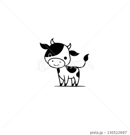 cow. cow simple black and white line art vector logo 130522697