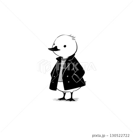 duck. duck simple black and white line art vector logo 130522722