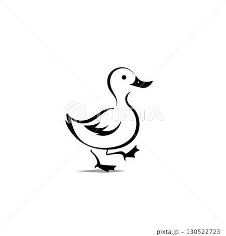 duck. duck simple black and white line art vector logo 130522723
