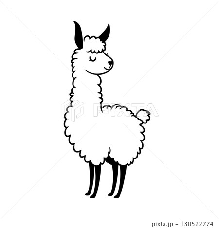 llama. llama simple black and white line art vector logo 130522774