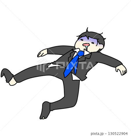 疲れ果てて倒れるサラリーマン 130522904
