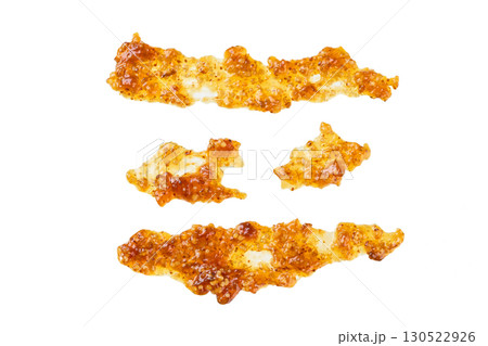 Splashes and stains figs jam isolated on white background.Top view Splashes and stains figs jam isolated on white background.Top view 130522926
